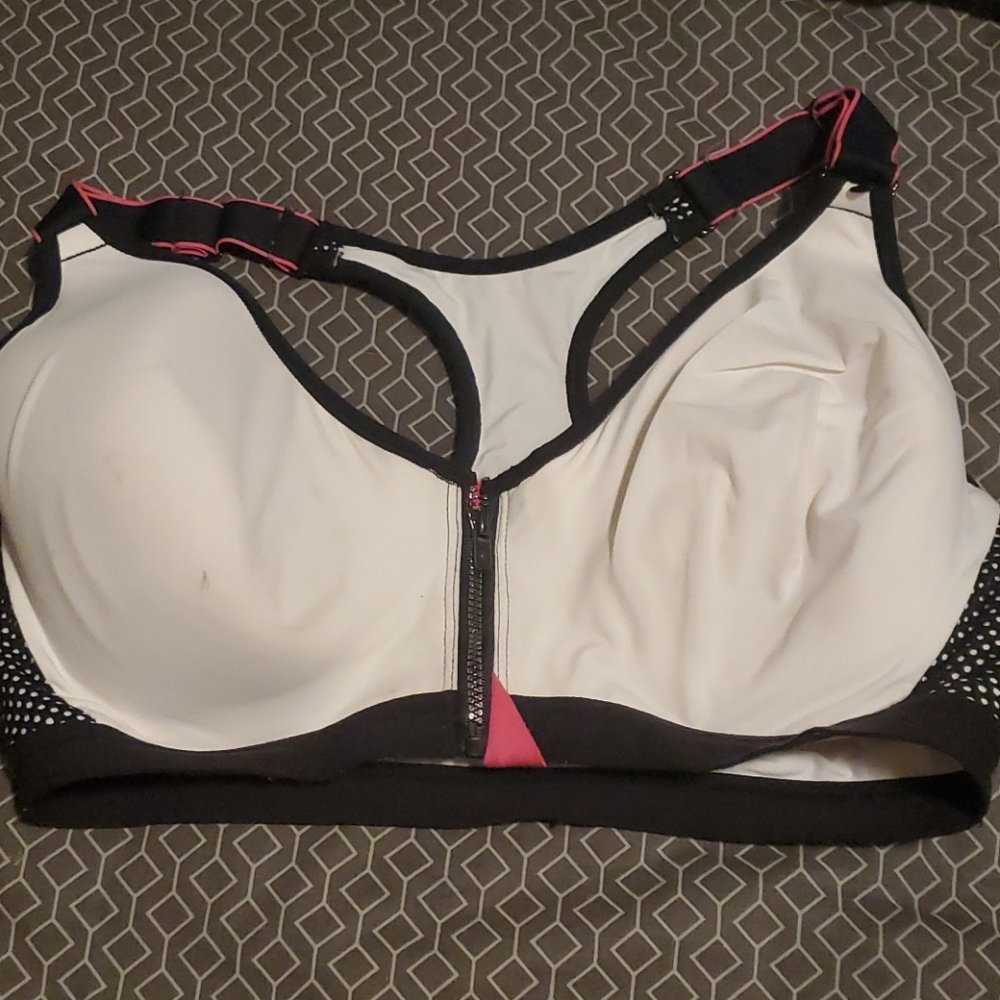 White front Zipper Sports Bra